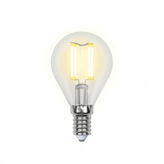Лампа светодиодная филаментная Uniel E14 6W 3000K прозрачная LED-G45-6W/WW/E14/CL UL-00000197