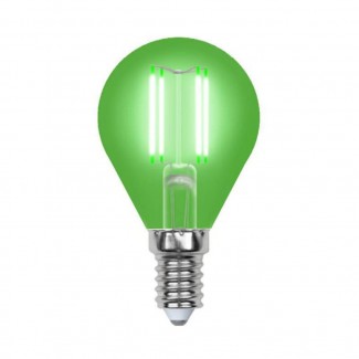 Лампа светодиодная филаментная Uniel E14 5W зеленая LED-G45-5W/GREEN/E14 GLA02GR UL-00002987