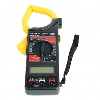 Клещи токоизмерительные, 1999 отсчетов, батарея крона, ручная регулировка, черный/желтый MTM M266 49996